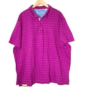 Robert Graham Polo Shirt Purple White Hashtags Short Sleeve Cotton Men's 3XL